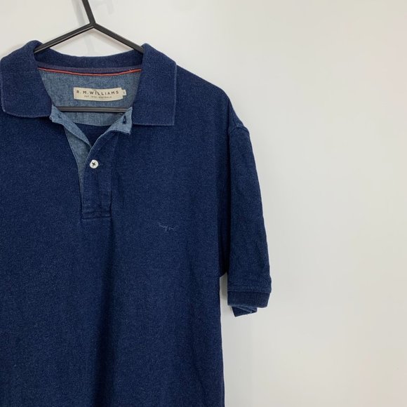 RM Williams denim men’s polo shirt size S Shortsleeve urban western - Picture 2 of 6